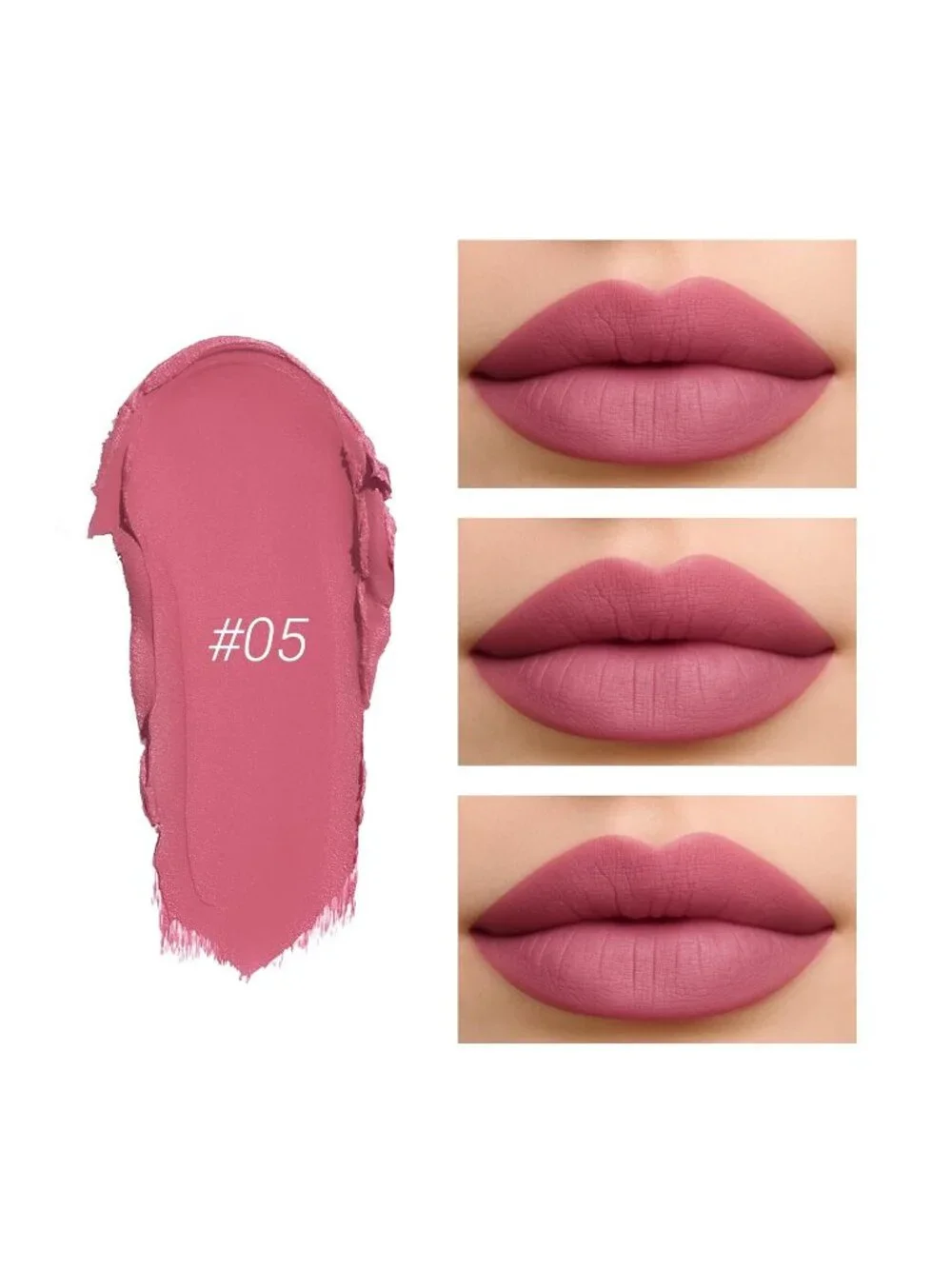 Women's 05# Mauve 24 Hour Long-lasting Rose Matte Classic Lipstick Crayon